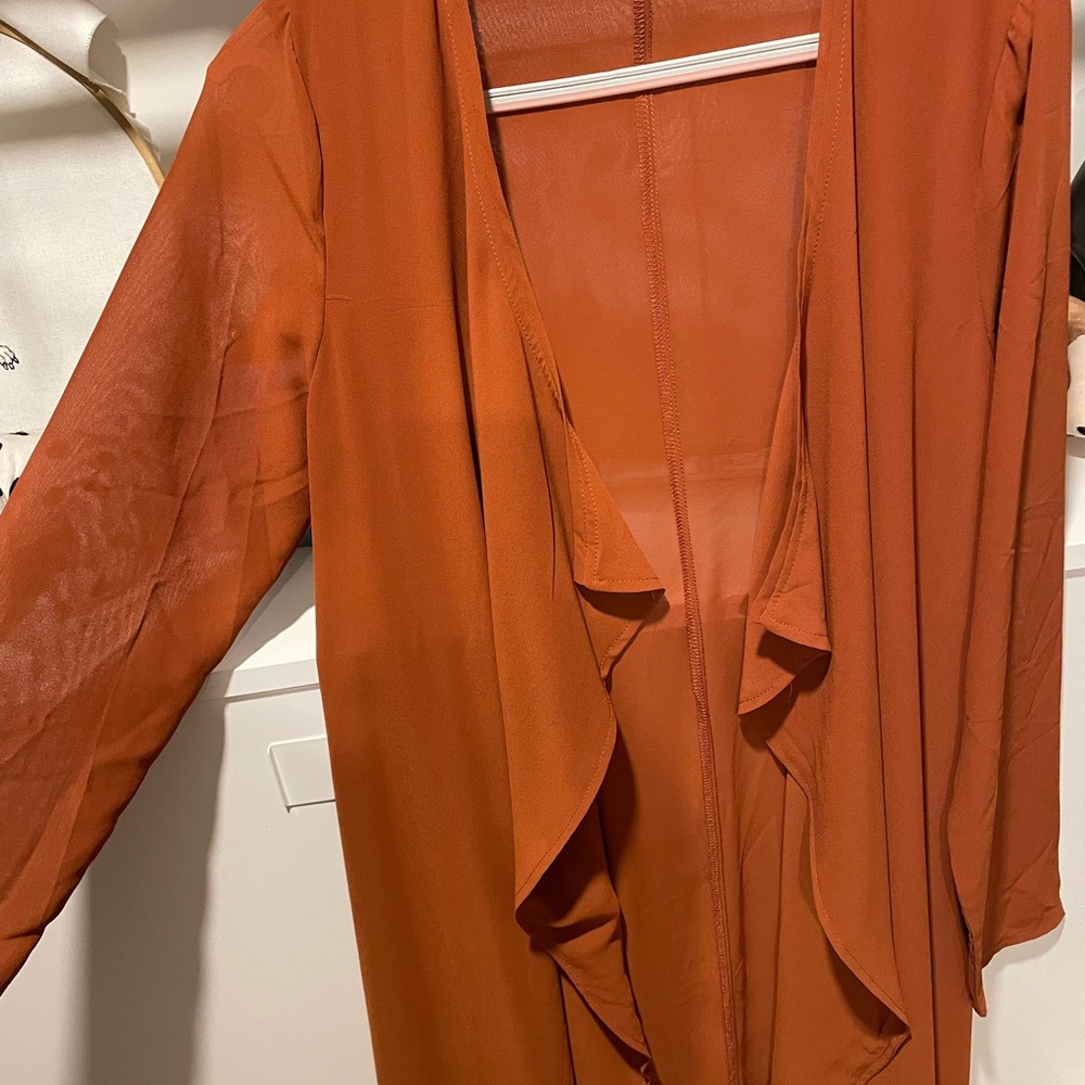 Naked wardrobe small (fits big) orange sheer duster.  Never worn